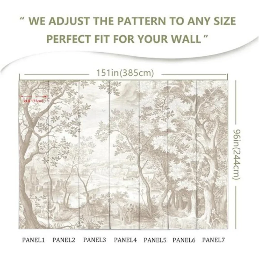Vintage Beige Forest Woodland Mural Wallpaper for Bedroom Living Room (Not Peel